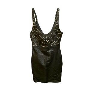 One Teaspoon Black Studded Black Leather Dress Size Small